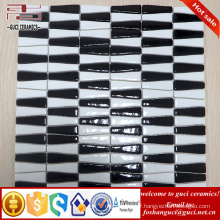 chinese supplier Strip mixed black and white Glazed crystal glass mosaic tile